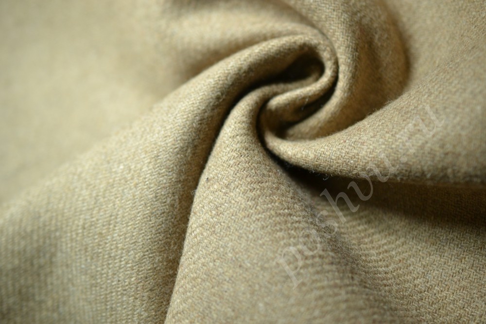 Пальтовая ткань коричневато-ванильного оттенка
