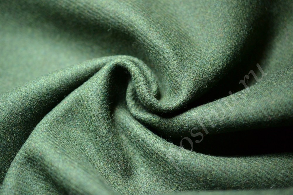 Ткань пальтовая двухсторонняя лаконичного зеленого оттенка