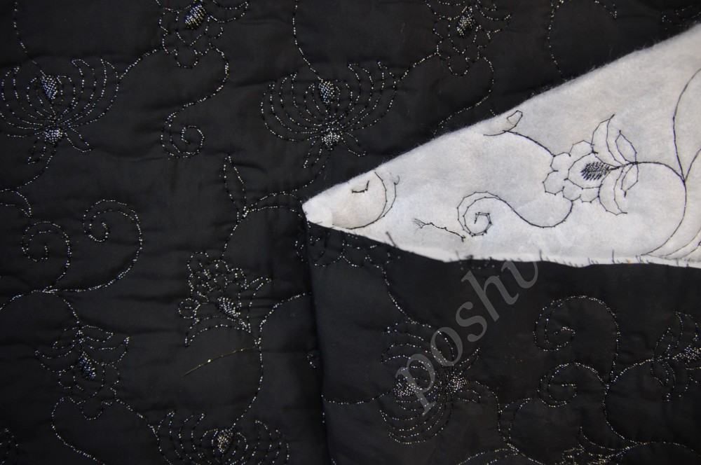 Курточная стеганая ткань на синтепоне Черная