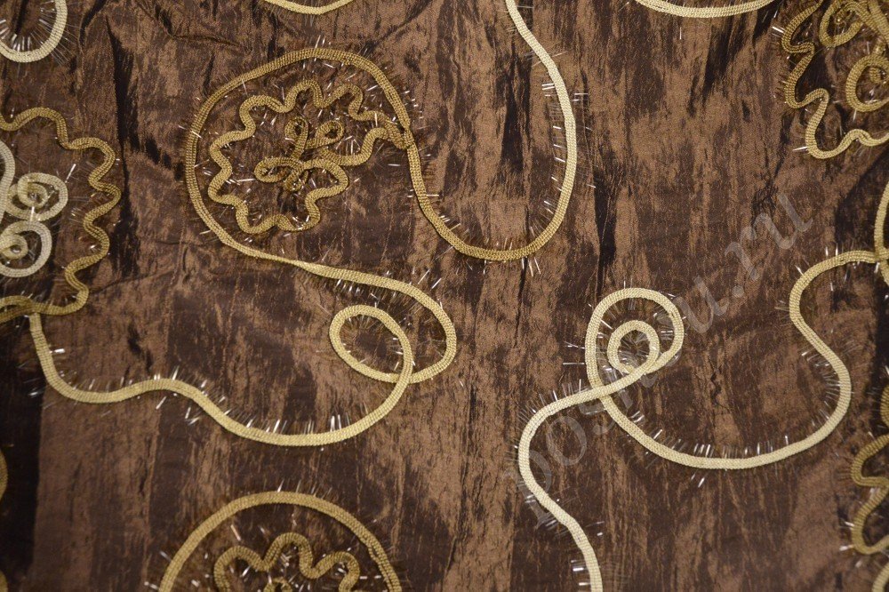 Ткань изысканная тафта бронзового цвета с необычным узором