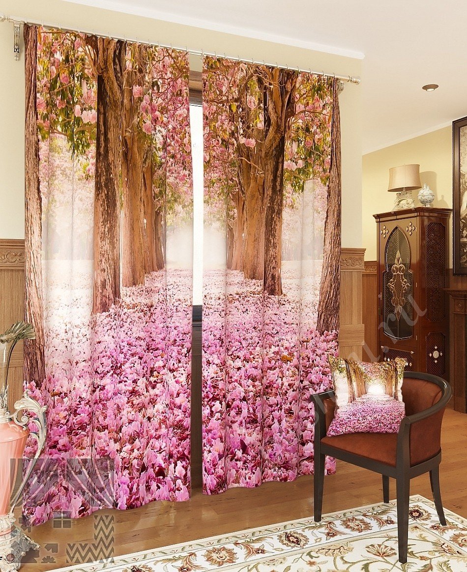 Романтичный комплект готовых фото штор с лесным пейзажем для спальни или гостиной