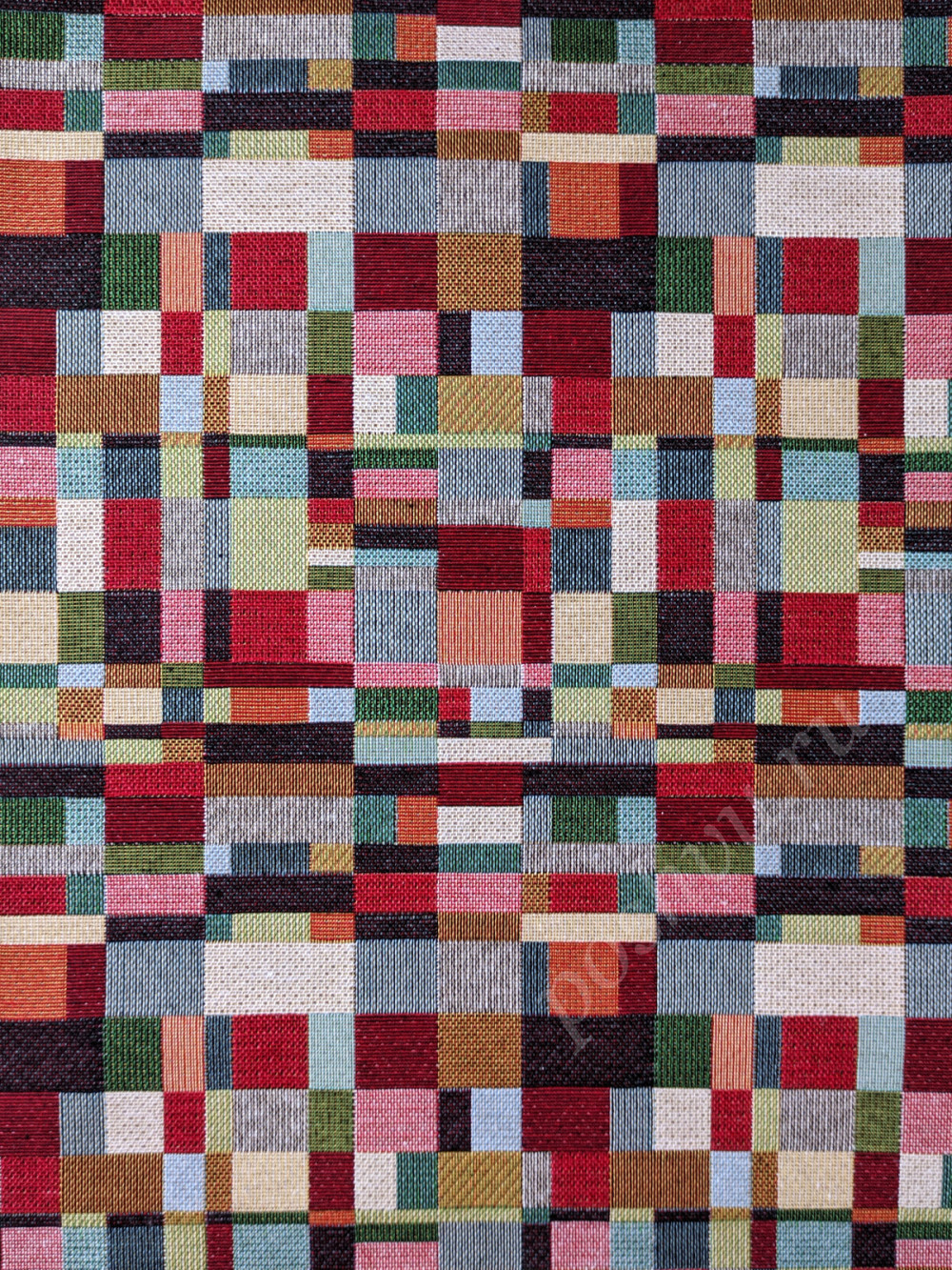 Портьерная ткань гобелен TAPESTRY CUACO разноцветные разновеликие прямоугольники  (раппорт 18х24см)