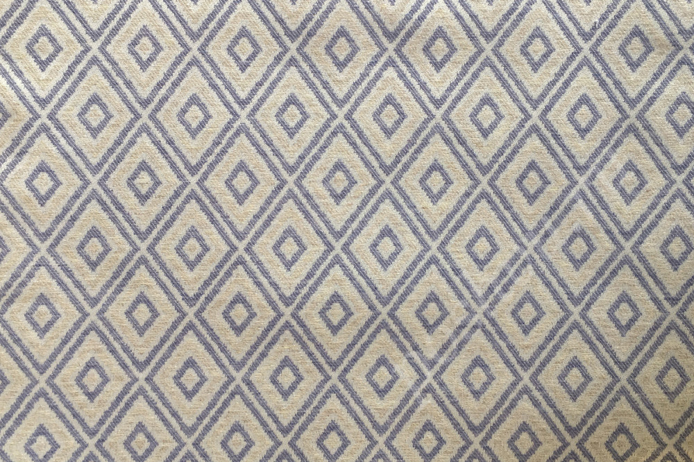 Портьерная ткань жаккард SUN JACOBEAN синяя решетка из двойных ромбов (раппорт 6х4,5см)