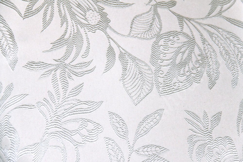Ткань для штор SUNRUSE UDAIPUR белый растительный орнамент на белом фоне (раппорт 39х36см)