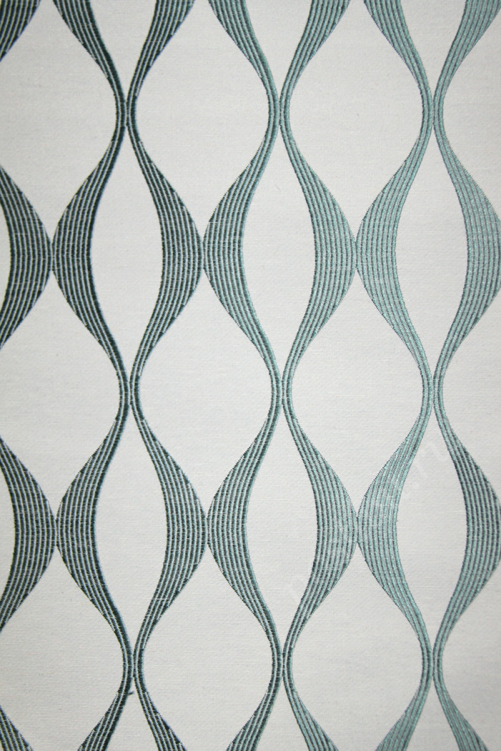 Ткань для штор SUNRUSE UDAIPUR синий геометрический узор на белом фоне (раппорт 9х16см)
