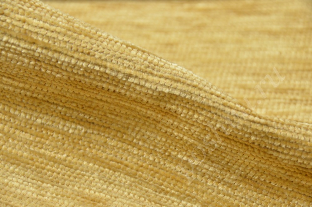 Ткань для мебели шенилл золотисто-бежевого  оттенка