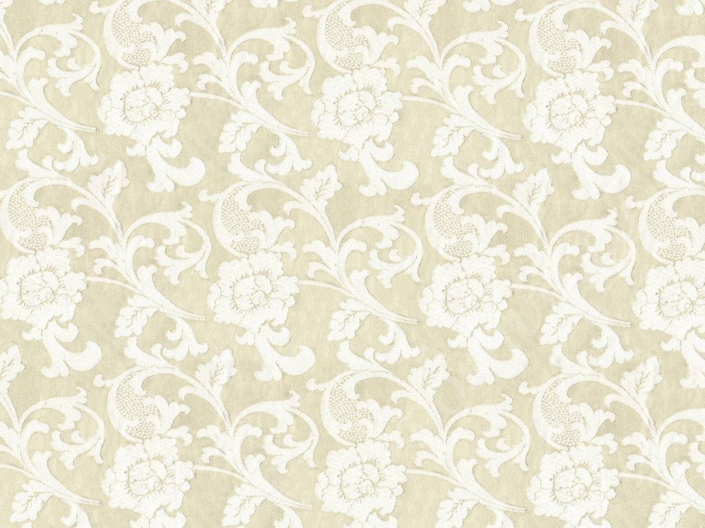 Ткань для штор портьерная, вискоза, полиэстер на персиковом оттенке белый цветочный рисунок2298/10