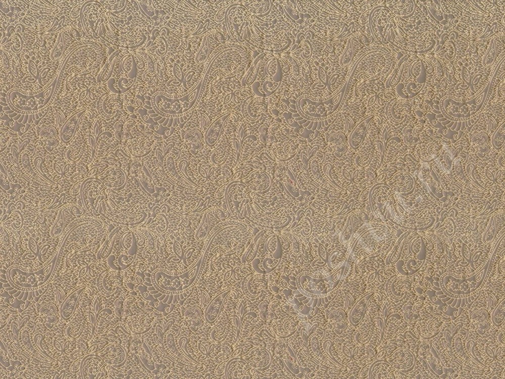 Ткань для штор портьерная оттенка капучино в золотистый флористический узор 2324/27