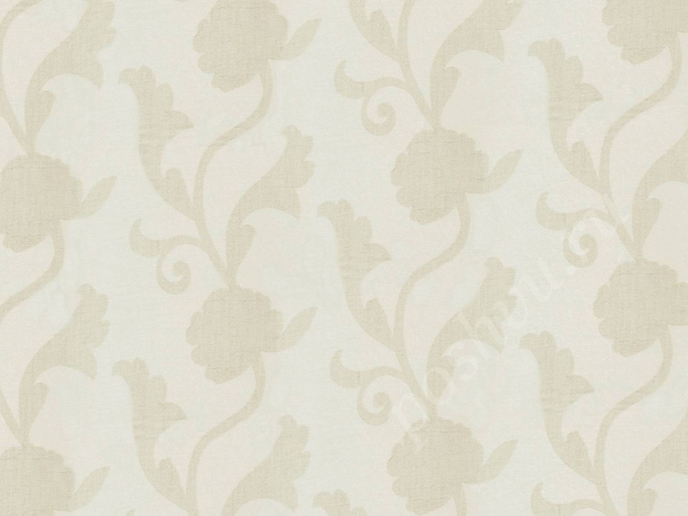 Ткань для штор тюлевая белого оттенка с нежным цветочным узором 2340/14