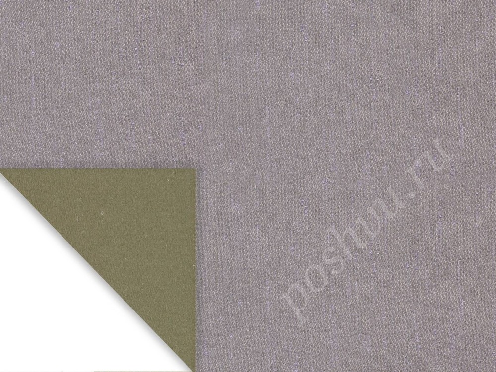 Ткань для штор портьерная двустороняя Цветущая оливка 2343/7343
