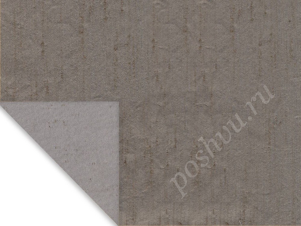 Ткань для штор портьерная серого оттенка с коричневыми прожилками 2343/7927