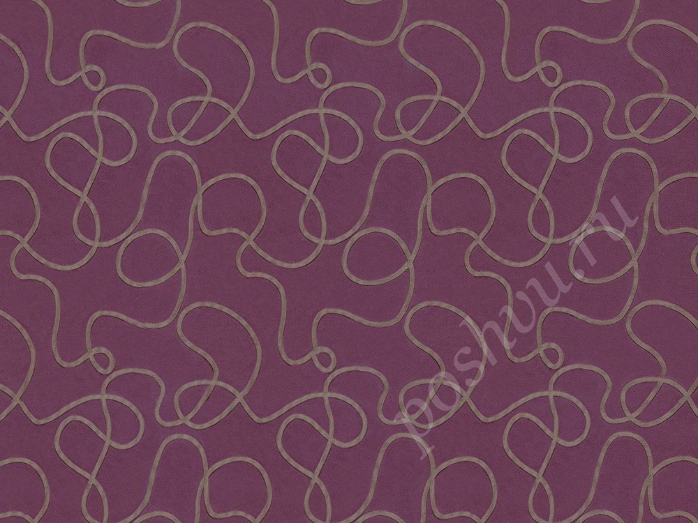 Ткань для штор портьерная пурпурного оттенка в абстрактный узор 2362/44