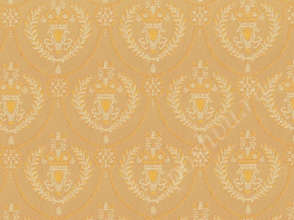 Ткань для штор портьерная персикового оттенка в оригинальный узор 2381/28