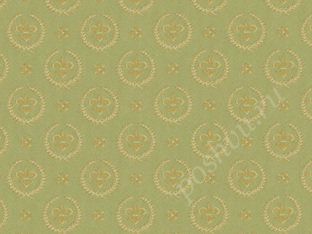 Ткань для штор портьерная оливкового цвета в палевый узор 2382/51