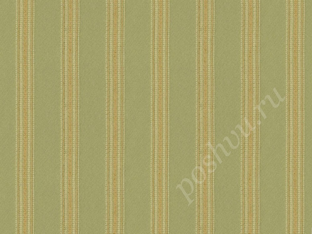 Ткань для штор портьерная светло-оливкового оттенка в полосы  2385/51