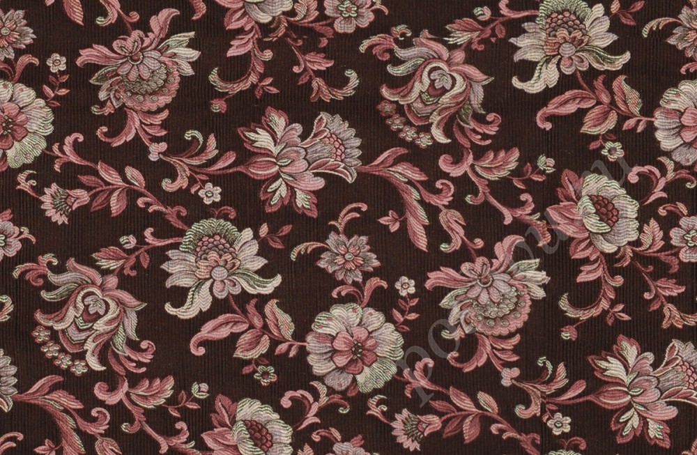Ткань для штор портьерная, вискоза, акрил Grazia brown-rose 88012