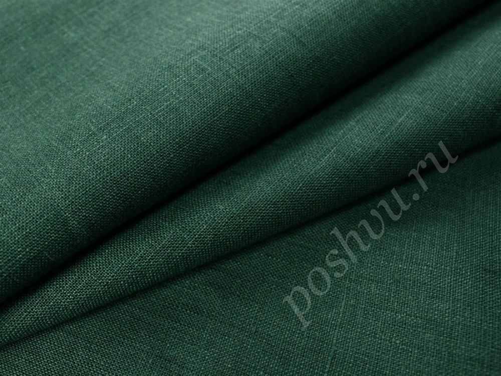 Интерьерная льняная ткань сине-зеленого цвета