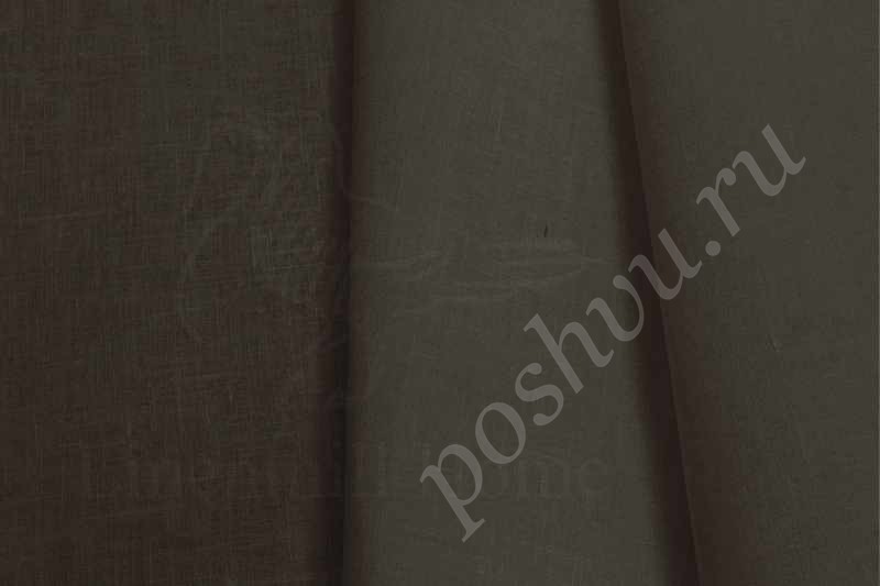 Льняная ткань для штор коричневого цвета