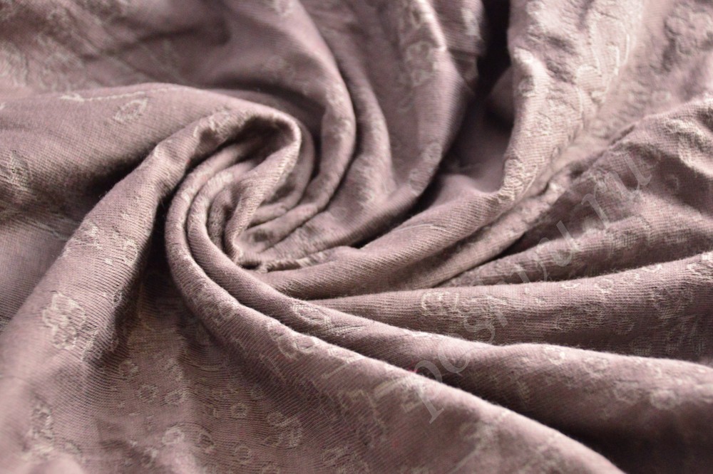 Трикотажная ткань марсалового цвета с цветочным узором