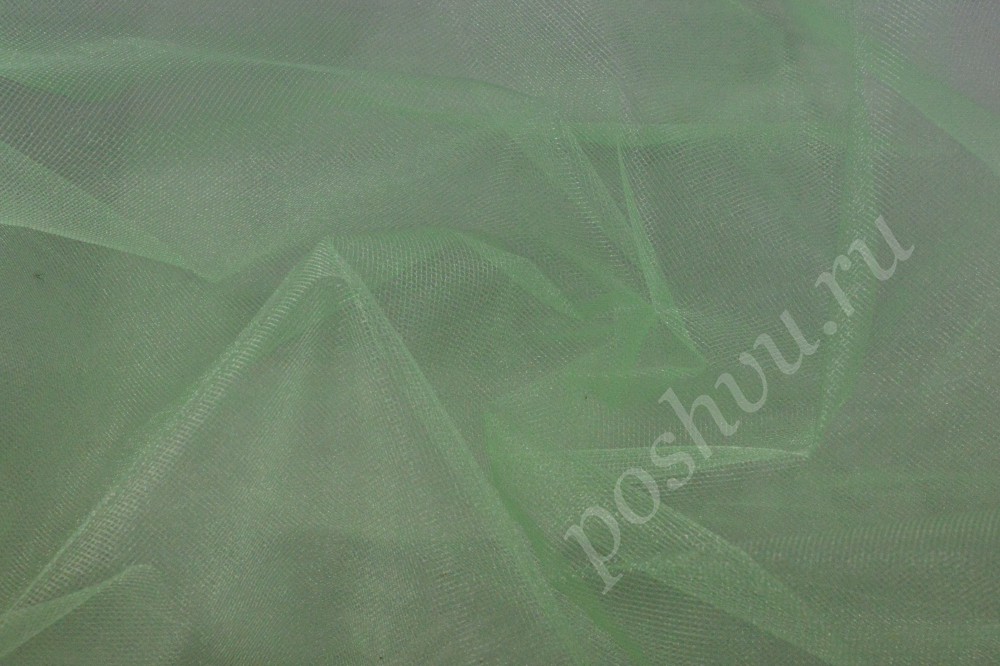 Ткань прозрачная сетка-стрейч нежного светло-зелёного оттенка
