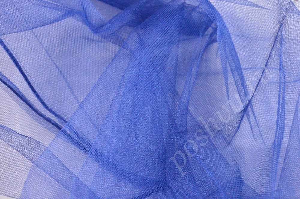 Ткань ярко-синяя сетка-стрейч без узора