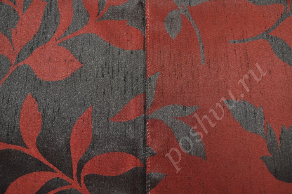 Портьерная ткань Delphine тафта красного цвета