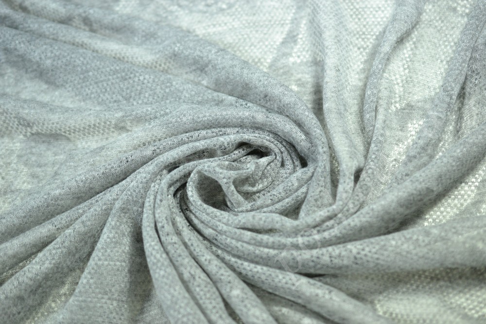 Ткань трикотаж бело-серого оттенка в абстрактный узор