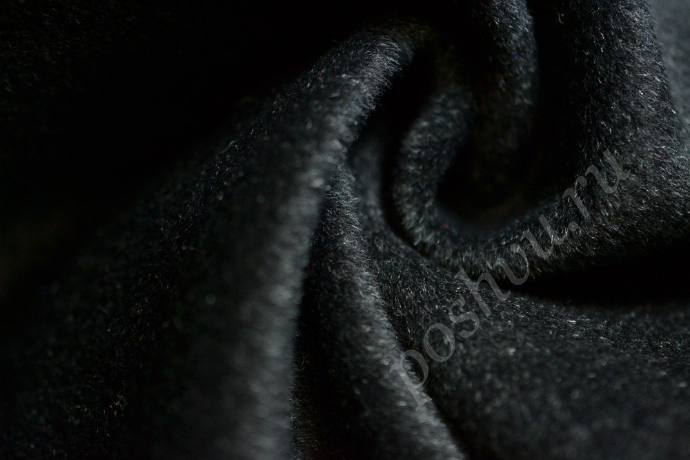Пальтовая ткань черного цвета с белым ворсом