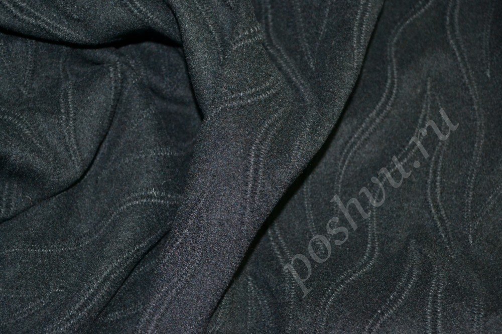 Пальтовая ткань черного цвета с узором