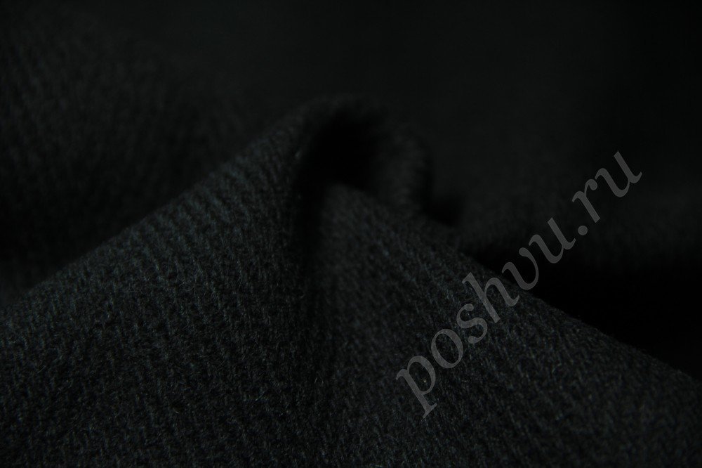 Пальтовая ткань черного цвета в рельефный узор