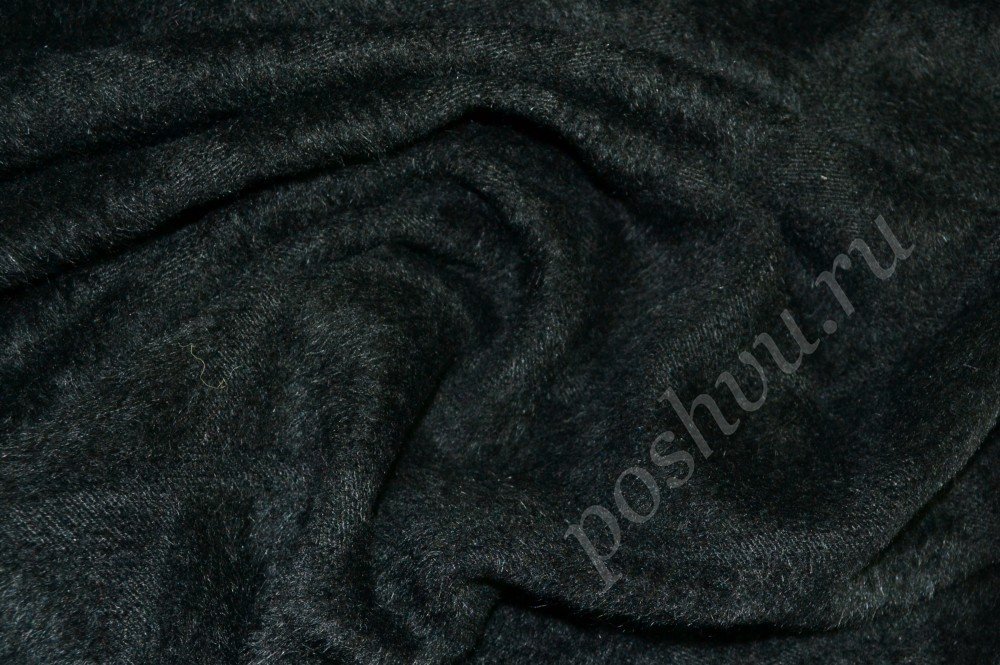 Пальтовая ткань черного оттенка в ромбики