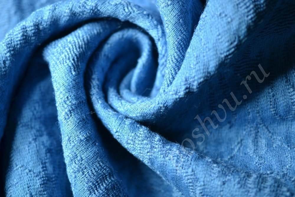 Пальтовая ткань голубого цвета в текстурный узор