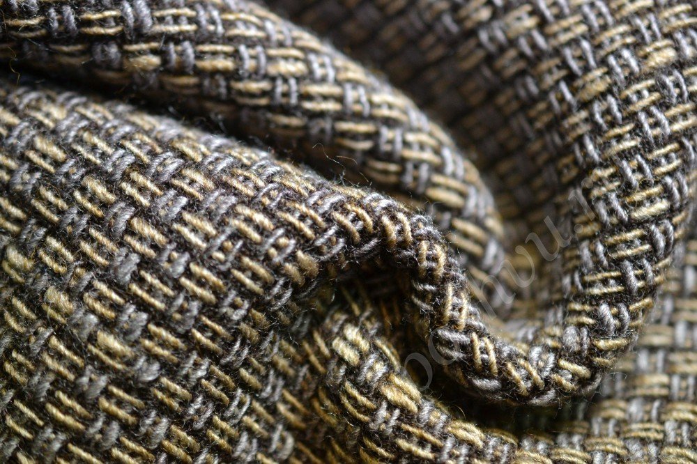 Пальтовая ткань оригинального плетения серо-бежевого оттенка