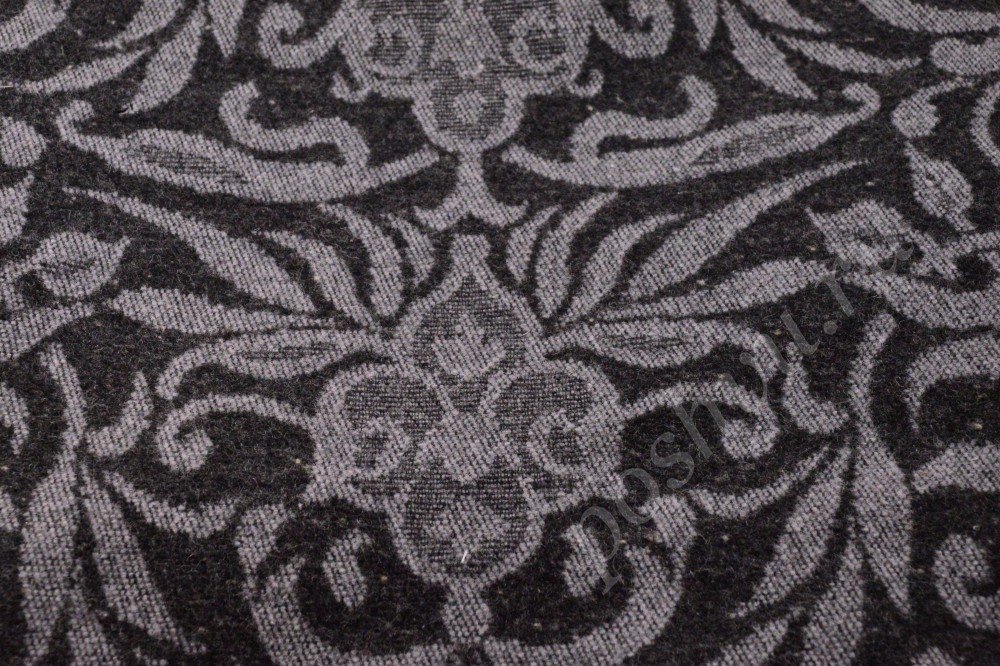 Пальтовая ткань серого цвета с орнаментом