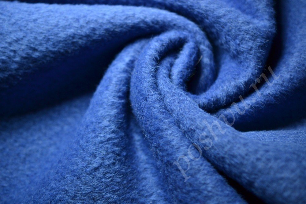 Пальтовая ткань синего цвета с ворсом