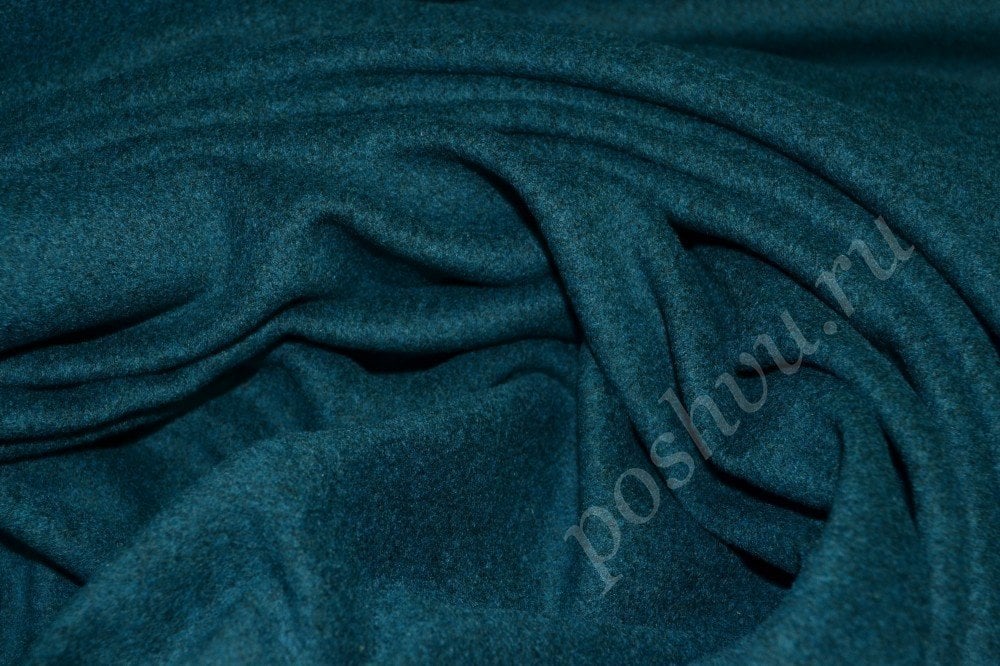 Пальтовая ткань темно-бирюзового цвета