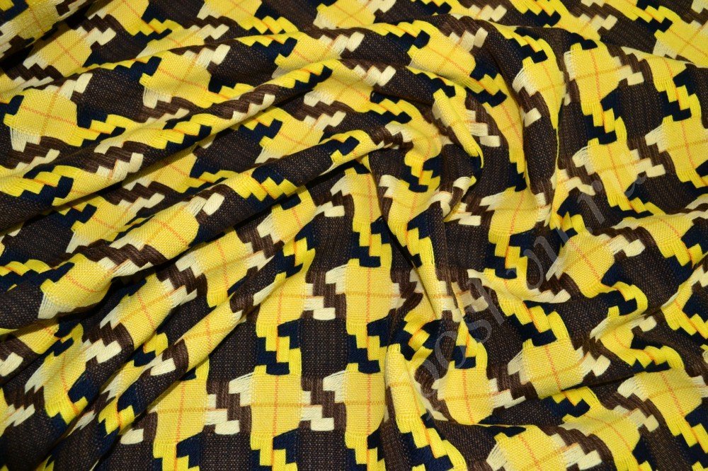 Пальтовая ткань в желто-коричневый узор