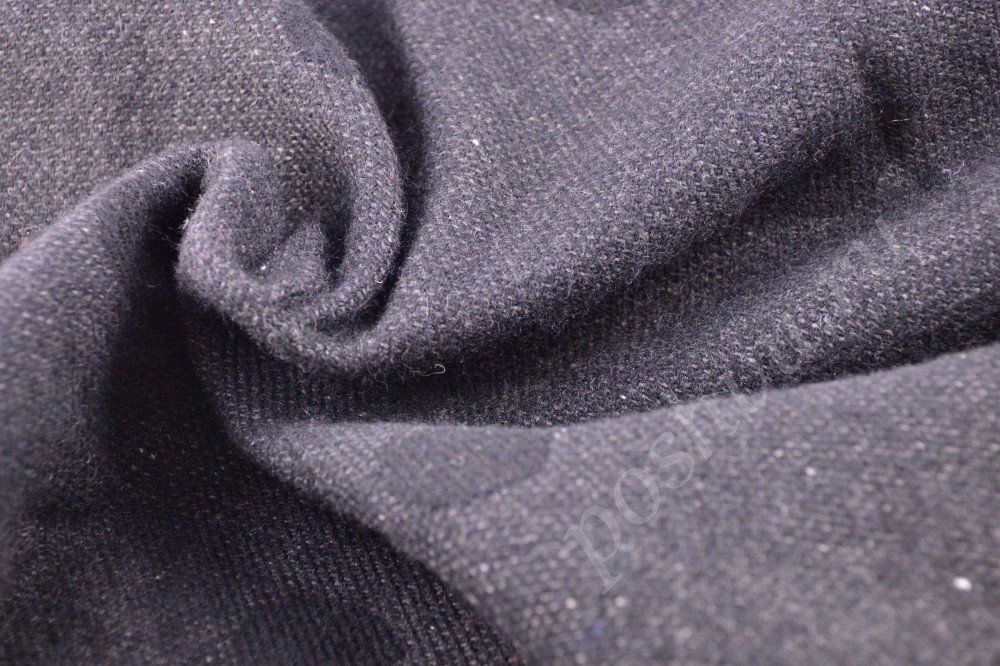 Простая серая пальтовая ткань с принтом в виде тёмно-серых кругов