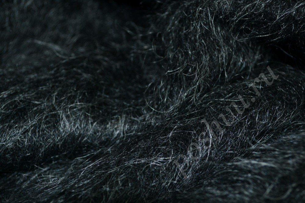 Ткань пальтовая черного оттенка с серым ворсом