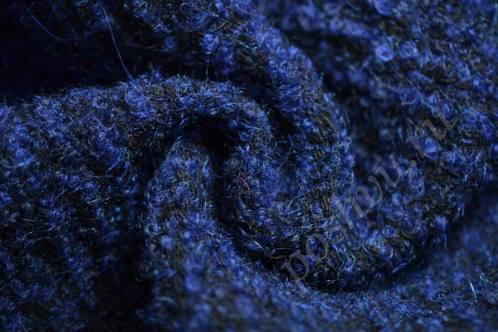 Ткань пальтовая темно-синее букле