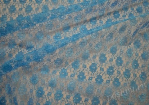 Ткань гипюр голубой Таиланд