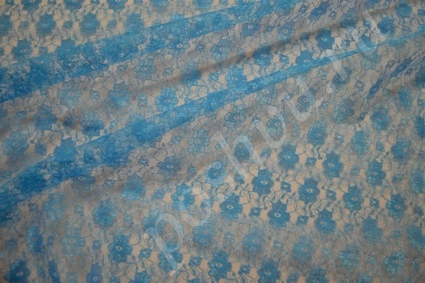 Ткань гипюр голубой Таиланд