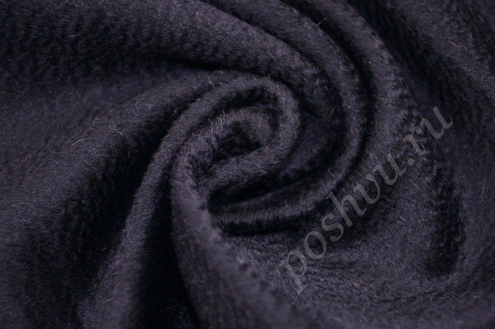 Пальтовая ткань альпака черно-серебристого оттенка