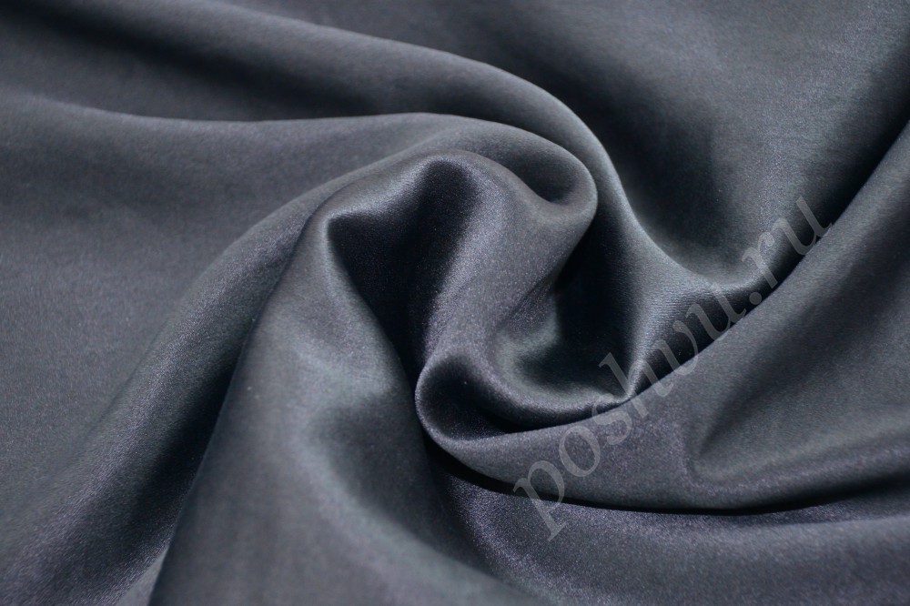 Ткань красивый итальянский шелк антрацитового цвета с металлическим отливом