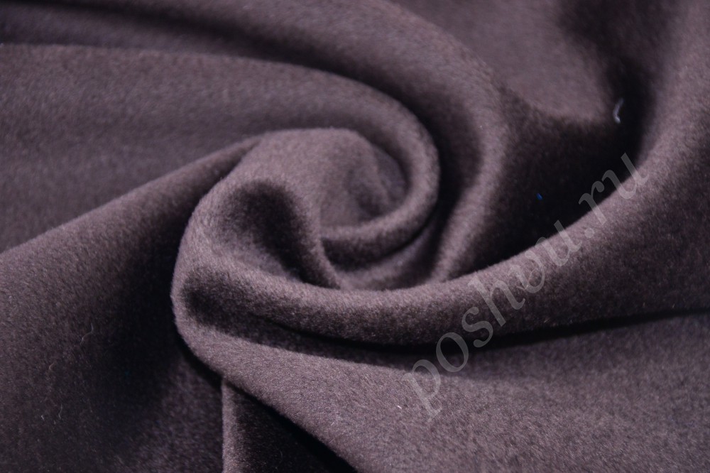 Мягкая пальтовая ткань оттенка черный шоколад с бордо
