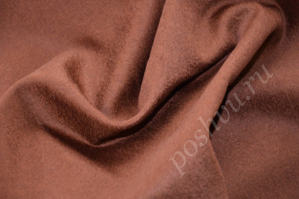 Нежная пальтовая ткань из кашемира коричневого кофейного цвета
