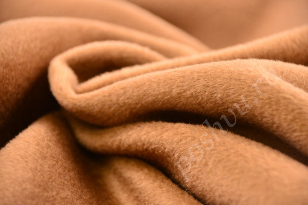 Плотная пальтовая ткань кремово-коричневого цвета