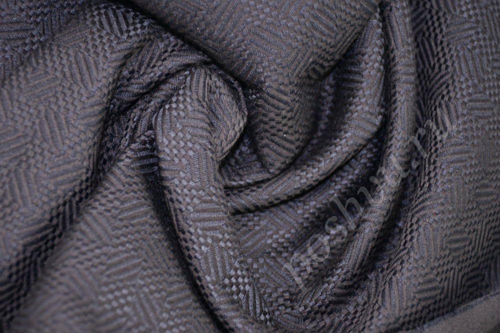 Плотная ткань из жаккарда Max Mara темного шоколадного цвета с узором рубчиком
