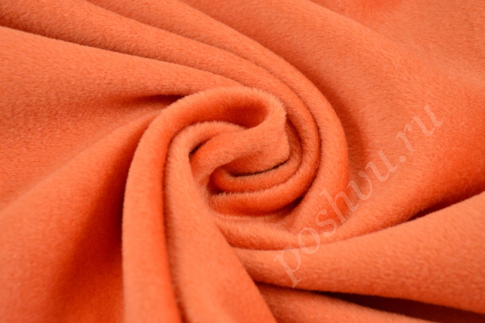Прекрасная пальтовая ткань оранжевого мандаринового цвета
