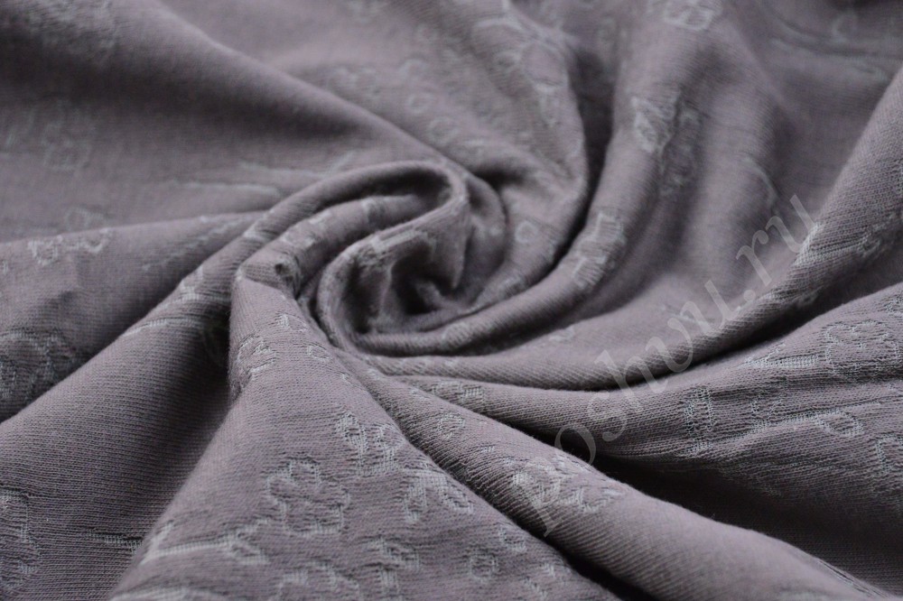 Ткань симпатичный трикотаж темно-серого цвета с цветочным узором